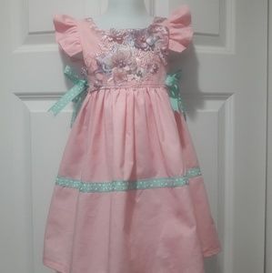 Girls spring pink dress, girls Easter dress size 3